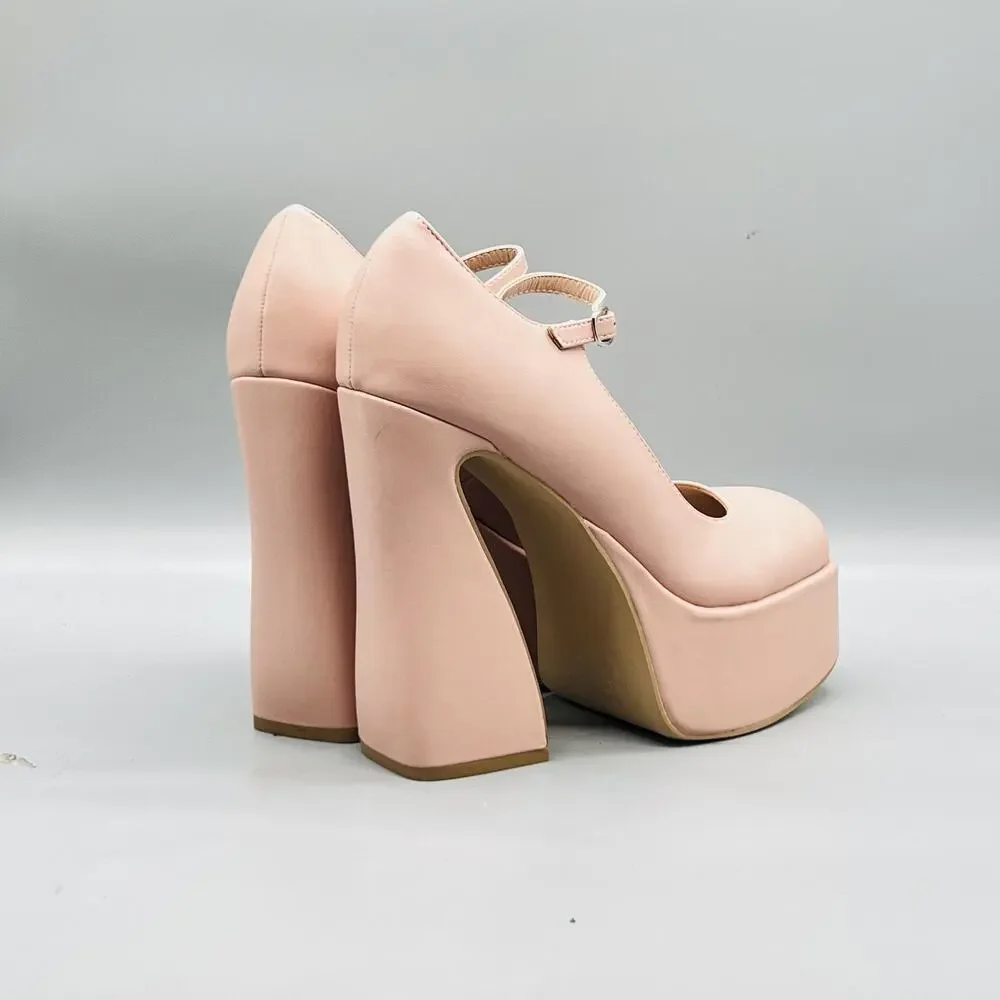 Madden Girl Shoes Womens 8.5 Pink Khloie Platform Block Heel Round Toe Pumps - Picture 6 of 11